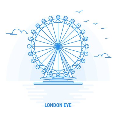 Landmark London Eye mavi. Yaratıcı arka plan ve Poster şablonu