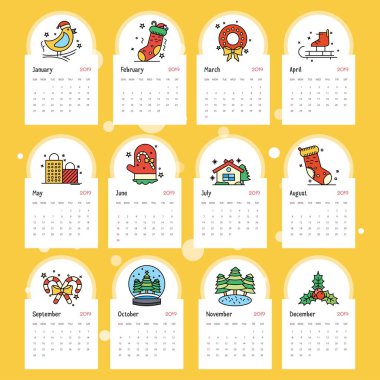 Neşeli Noel mutlu yeni yıl 2019 şablonu. Xmas afiş