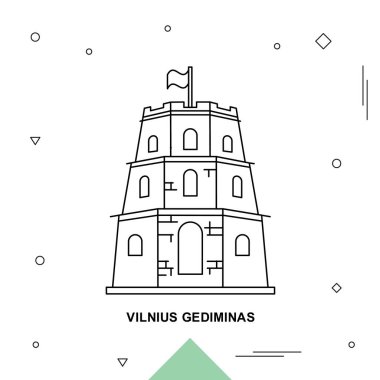 Seyahat Vilnius Gediminas Poster şablonu.