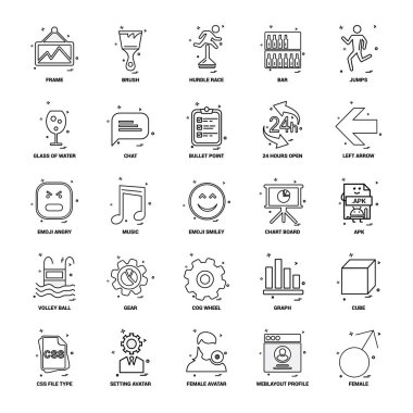 25 iş kavramı Mix satır Icon set