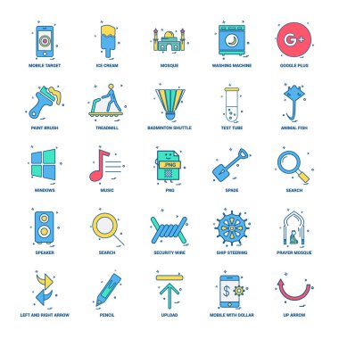 25 iş kavramı Mix düz renk simge seti