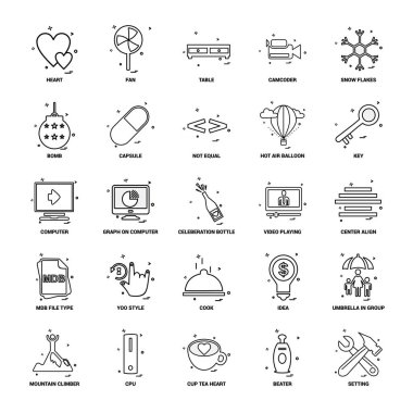 25 iş kavramı Mix satır Icon set