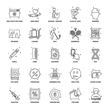 25 iş kavramı Mix satır Icon set