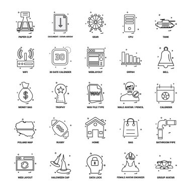 25 iş kavramı Mix satır Icon set