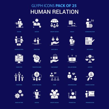 İnsan ilişkisi beyaz simgesi mavi arka plan üzerinde. 25 Icon Pack