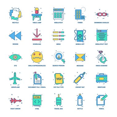 25 iş kavramı Mix düz renk simge seti