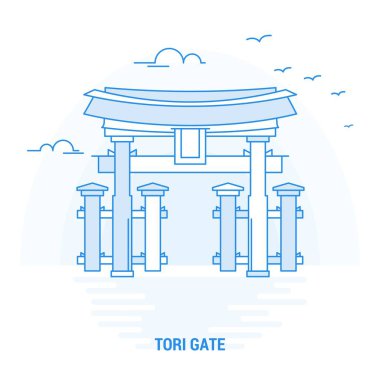 Tori kapı mavi Landmark. Yaratıcı arka plan ve Poster şablonu
