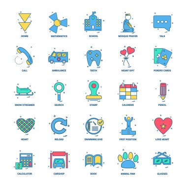 25 iş kavramı Mix düz renk simge seti