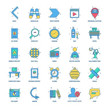 25 iş kavramı Mix düz renk simge seti