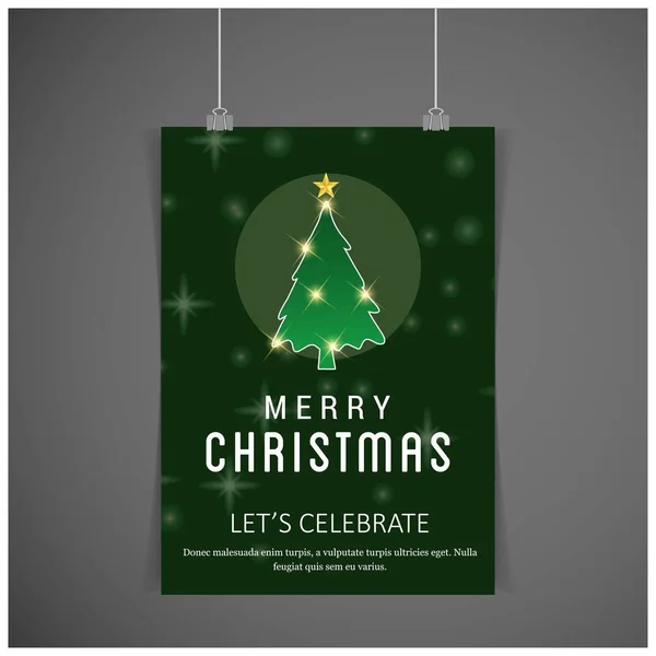 Natal Cartão Felicitações Com Tipografia Fundo Verde — Vetor de Stock