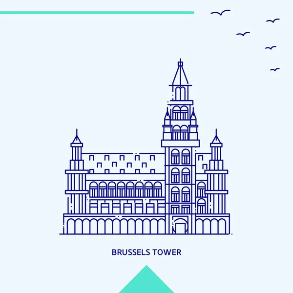 Шаблон Плаката Travel Brussels Tower — стоковый вектор