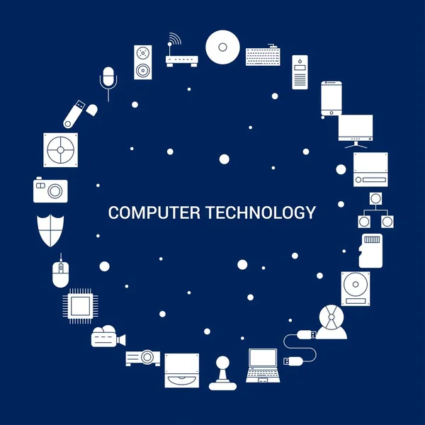 Ícone Tecnologia Computador Criativo Fundo — Vetor de Stock