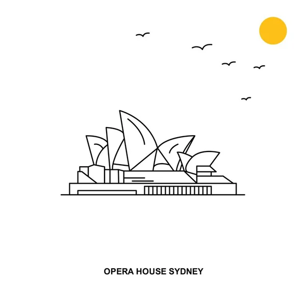 Opera House Monument World Travel Ilustración Natural Fondo Estilo Línea — Vector de stock