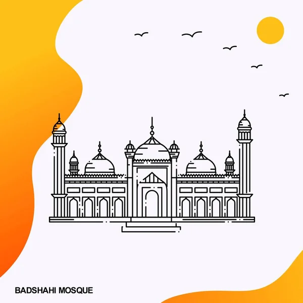 Resor Badshahi Moskén Affisch Mall — Stock vektor