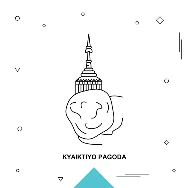 Seyahat Kyaiktiyo Pagoda Poster Şablonu — Stok Vektör