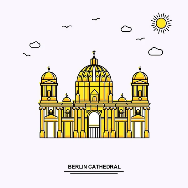 Berlin Cathedral Monumento Poster Template World Travel Amarelo Ilustração Fundo — Vetor de Stock