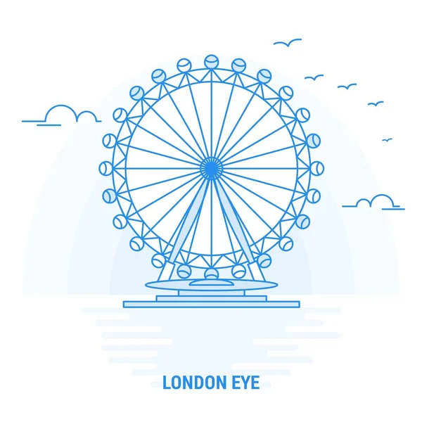 Londra Eye Blue Landmark Sfondo Creativo Modello Poster — Vettoriale Stock