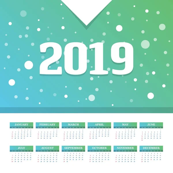 2019 Kalendermall Vector Bakgrund — Stock vektor