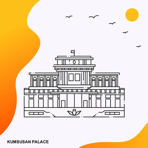 Reizen Kumsusan Palace Poster Sjabloon — Stockvector