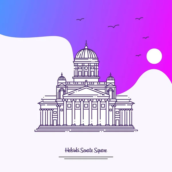 Travel Helsinki Senate Square Poster Template Purple Creative Background — Stock Vector