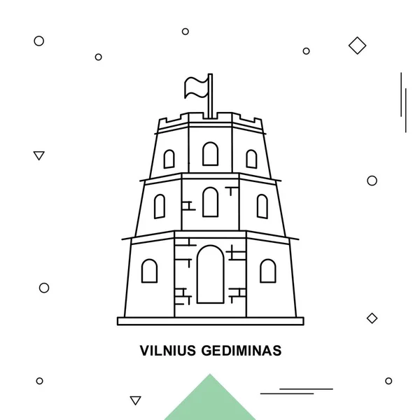 Viajes Vilnius Gediminas Plantilla Póster — Archivo Imágenes Vectoriales