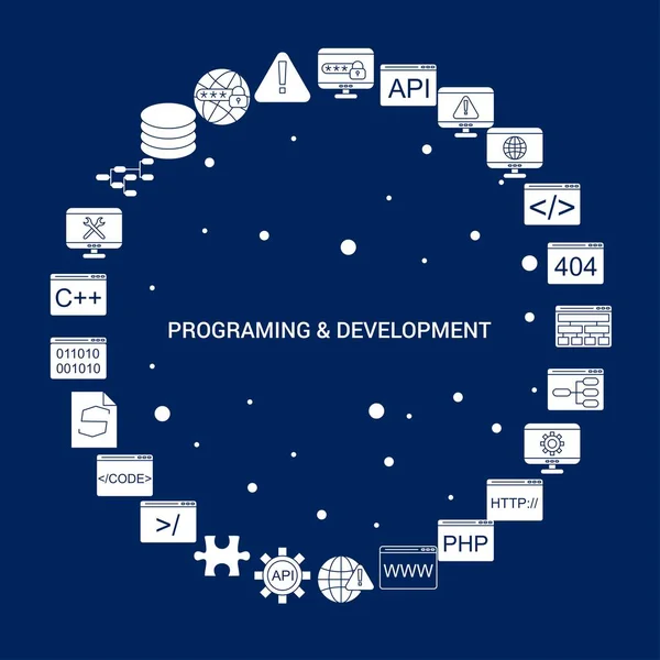 Programação Criativa Ícone Desenvolvimento Fundo —  Vetores de Stock