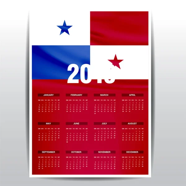 Календарь 2019 Панамский Флаг Фон Английский Язык — стоковый вектор