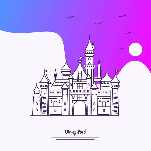 Travel Disney Land Poster Template Purple Creative Background — Stock Vector