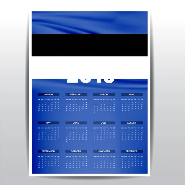 Kalendarzowy 2019 Estonia Flaga Tła Język Angielski — Wektor stockowy