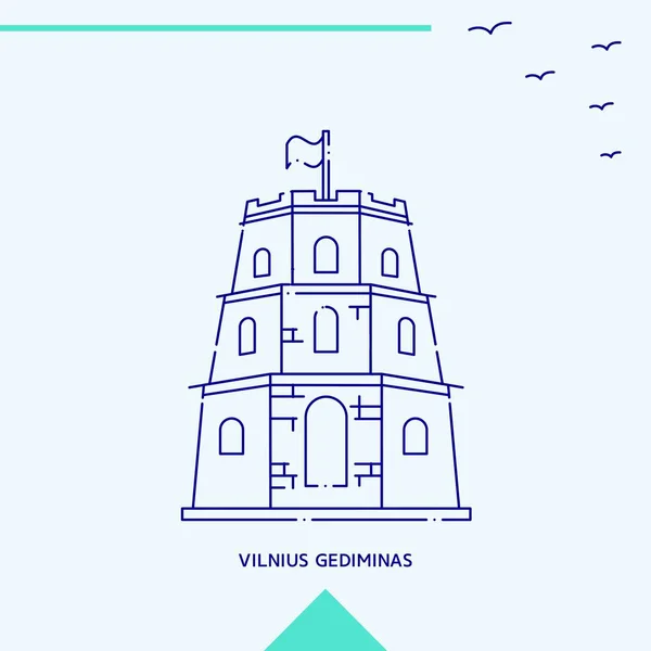 Viajes Vilnius Gediminas Plantilla Póster — Vector de stock