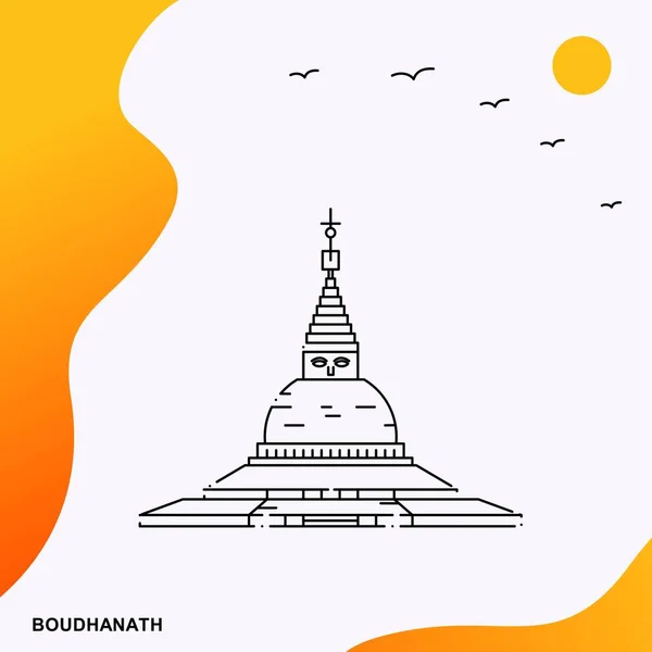 Plakatvorlage Für Reise Boudhanath — Stockvektor
