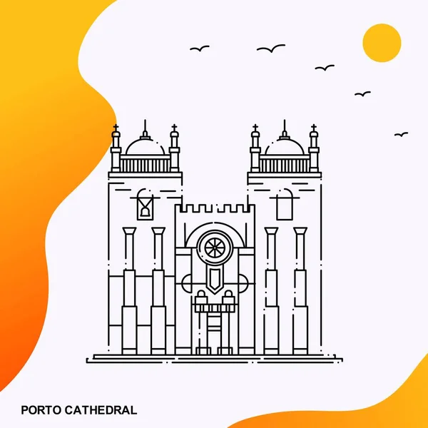 Travel Porto Cathedral Poster Template — Stock Vector