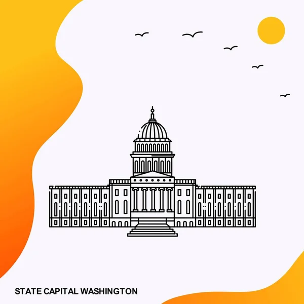 Государственный Капитал Вашингтон Шаблон Плаката — стоковый вектор