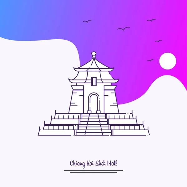 Travel Chiang Kai Shek Hall Poster Template Sfondo Creativo Viola — Vettoriale Stock