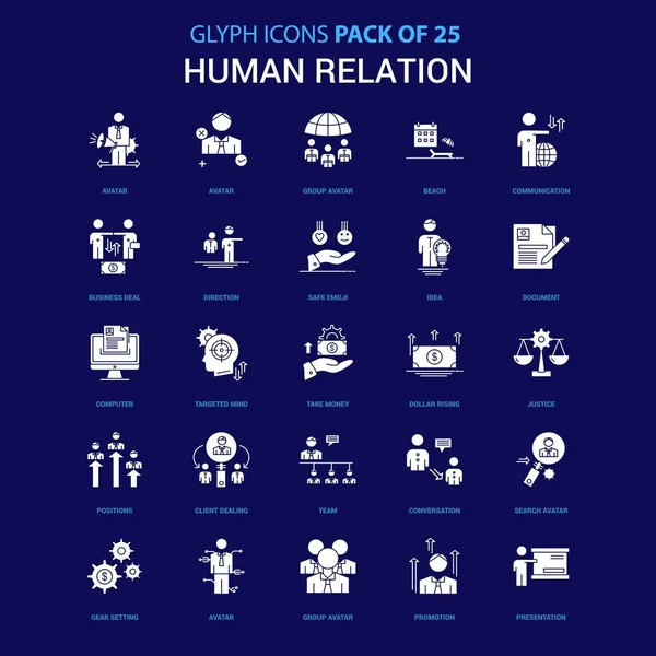 Human Relation White icon over Blue background. 25 Icon Pack