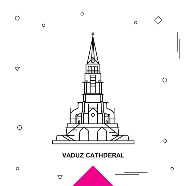 Plantilla Póster Viaje Vaduz Cathderal — Vector de stock