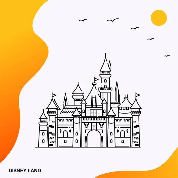 Plantilla Póster Viaje Disney Land Ilustración Vectorial — Vector de stock