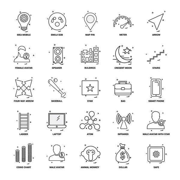 Conjunto Iconos Línea Mezcla Concepto Negocio — Vector de stock