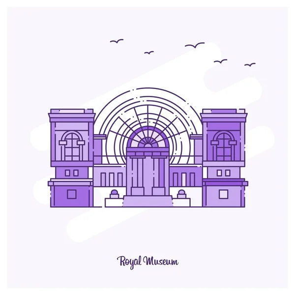 Museo Royal Landmark Purple Dotted Line Skyline Vector Ilustración — Vector de stock