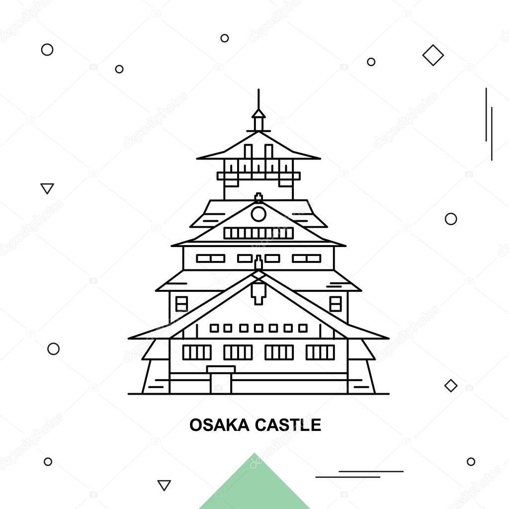 Osaka Castle icon template, colorful vector illustration