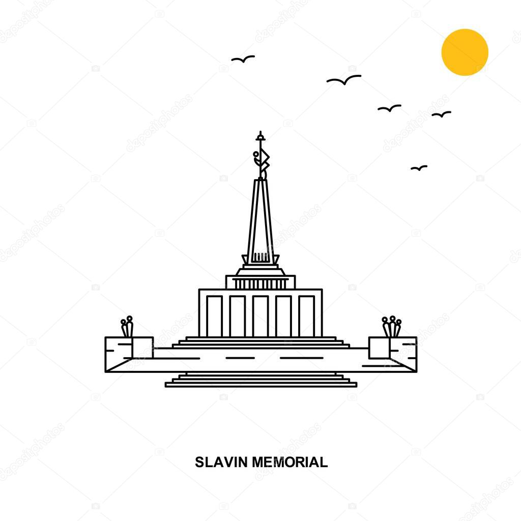 SLAVIN MEMORIAL Monument. World Travel Natural illustration Background in Line Style