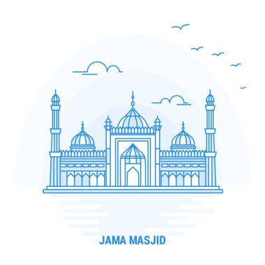 Jama Mescidi mavi Landmark. Yaratıcı arka plan ve Poster şablonu