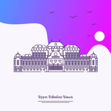 Seyahat üst Belvedere Viyana Poster şablonu. Mor yaratıcı arka plan