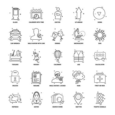 25 iş kavramı Mix satır Icon set