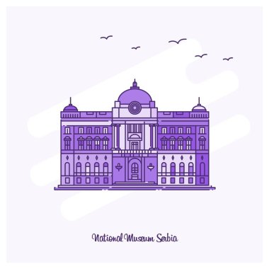 Ulusal Müze Sırbistan Landmark mor noktalı çizgi manzarası vektör çizim
