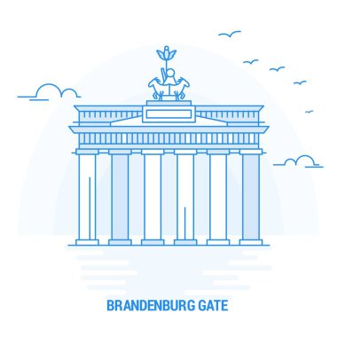 Brandenburg Kapısı mavi Landmark. Yaratıcı arka plan ve Poster şablonu