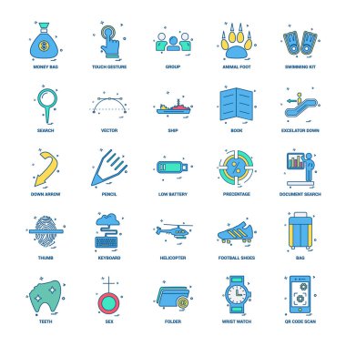 25 iş kavramı Mix düz renk simge seti