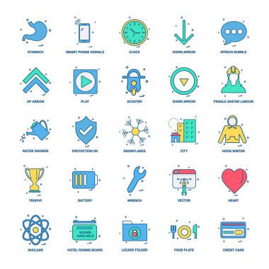 25 iş kavramı Mix düz renk simge seti