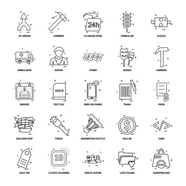 25 iş kavramı Mix satır Icon set