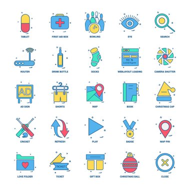 25 iş kavramı Mix düz renk simge seti